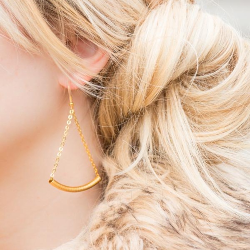 Curved Bar Drop Earrings